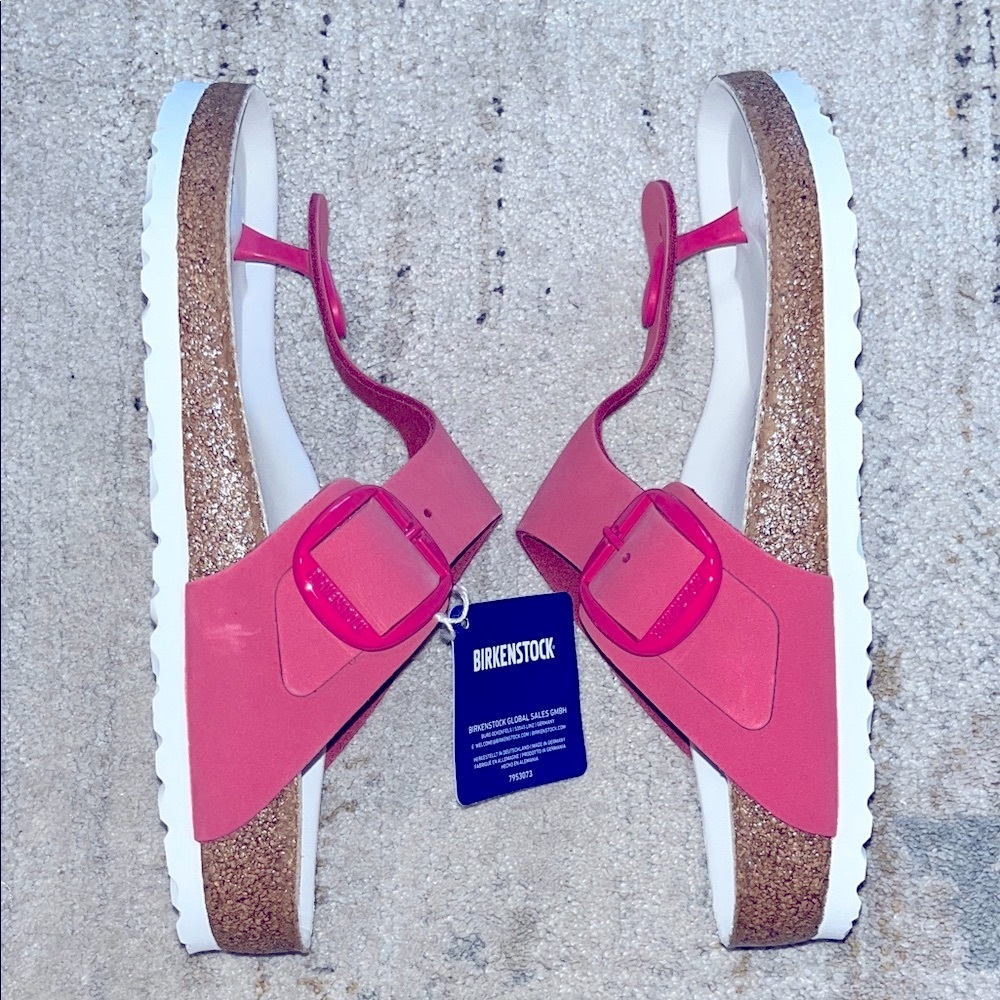 Birkenstock PinkThong Sandals with White Footbed - Picture 5 of 9